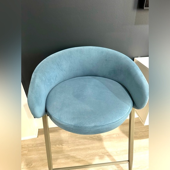 26” upholstered bar stools (set of 2) blue color - Picture 2 of 4